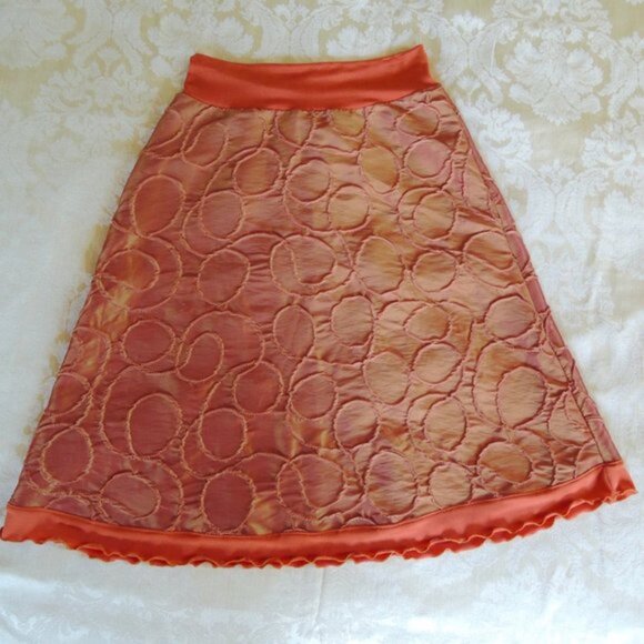 Melanie Grace Designs Gold Orange Shimmery Textured Party Skirt M - Picture 4 of 7